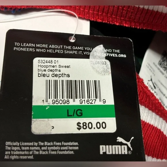 Puma HOOPMAN Black Fives SWEATS Men’s Large NWT - Picture 10 of 13